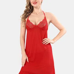 Be You Self Design Halter Neck Net Baby Doll With Brief-picture-3