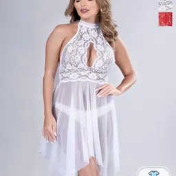 Herryqeal Pack Of 2 Net Halter Neck Baby Doll-image-12