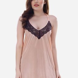 Romaisa Beige & Black Satin Baby Doll-image-42