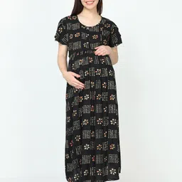 9shines Label Blue Printed Maternity Maxi Nightdress-image-32