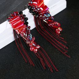 Jewels Galaxy Red & Black Gold-Plated Handcrafted Contemporary Drop Earrings-16