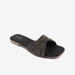 Gibelle Women Black Embellished Open Toe Flats-16