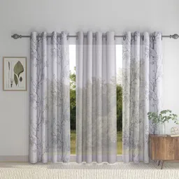 HOSTA HOMES Grey Set of 3 Floral Door Curtain-25
