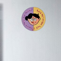 Indigifts 2 Pcs Purple & Yellow Mother's Day Printed Round Decorative Fridge Magnets-0