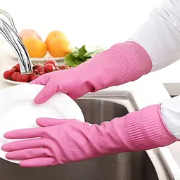 RBGIIT Pink 2 pcs Non-Slip Cotton Lining Kitchen Gloves-13