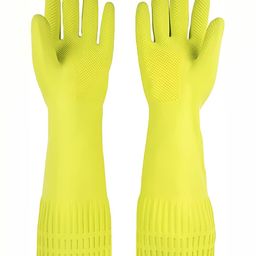 RBGIIT Yellow 2 Pieces Textured Anti Slip Cleaning Gloves-2
