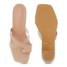 HEELSNFEELS Cross Strap One Toe Block Heels image 5