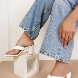 HEELSNFEELS Textured Open Toe Block Heels image 1