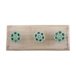 Indianshelf Green 3 Hooks Wooden Tiny Flower Wall Key Holder-image-83