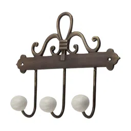 Indianshelf Brown & Cream Striped Metal Wall Hooks Key Holder-image-90