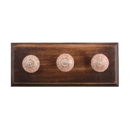 Indianshelf Brown & Peach Wheel Patterned Wooden Wall Hooks Key Holder-image-80