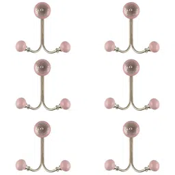 IndianShelf Pink 6 Pieces Ceramic Strewn Wall Hangers Key Hooks-image-30