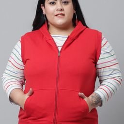 UnaOne Women Red Outdoor Fleece Hooded Bomber Jacket-picture-41