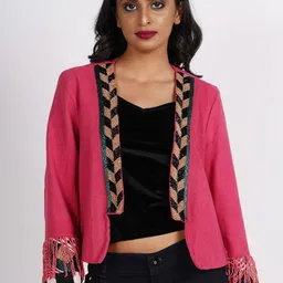 Diwaah Embellished Pure Cotton Crop Tailored Jacket-45