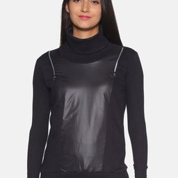 Campus Sutra Women Black Solid Full Sleeves Tailored Jacket-image-3