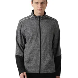 Louis Philippe Sport Men Plus Size Grey Cotton Sporty Jacket-43