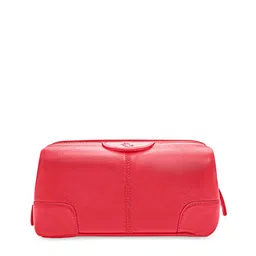 Kara Unisex Red Solid Obama Travel Leather Toiletry Kit-5