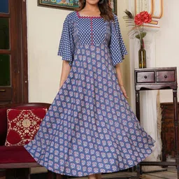 YASH GALLERY Women Ethnic Motifs Printed Thread Work Maternity Kurta-image-22