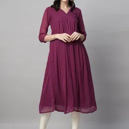 RATAN Woven Design V-Neck Empire A-Line Kurta-40
