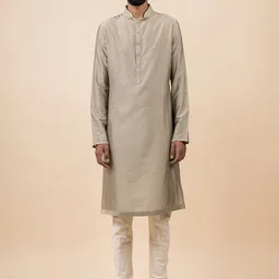 Tasva Men Grey Solid Kurta-picture-25
