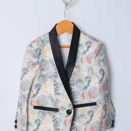 BAESD Boys Printed Premium Linen Tuxedo Blazer-48