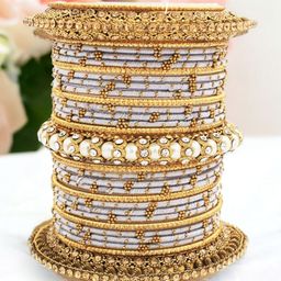 leshya Set Of 31 Brass Plated Stone Studded Bangles-image-10