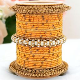 leshya Set of 31 Brass-Plated Stone Studded Bangles-image-61