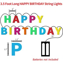 Glimmer Lightings Red & Blue Happy Birthday String Lights image 3