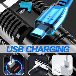 DS Enterprise Torch LED Light 4W Rechargeable Long Distance Beam Range with Power Bank, Bright LED Flashlight Waterproof Handheld Flashlight with 4 Modes for Camping Emergency Hiking (Black) image 5