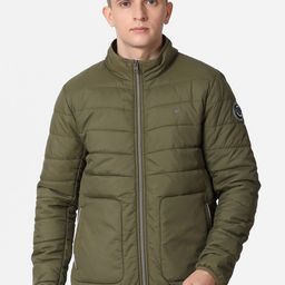 t-base Men Olive Green Windcheater Puffer Jacket-45
