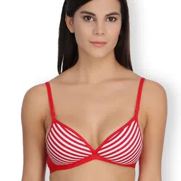 SELFCARE Striped Half Coverage Breathbale Lightly Padded Plunge Bra-All Day Comfort-picture-11