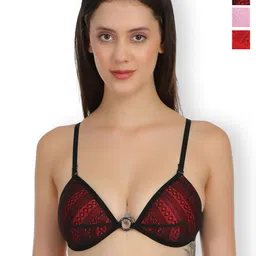 SELFCARE Pack Of 3 Self Design Half Coverage Lightly Padded Plunge Bras All Day Comfort-18