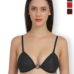 SELFCARE Pack Of 3 Self Design Lightly Padded Plunge Bras With All Day Comfort-53
