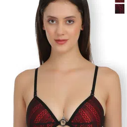SELFCARE Pack Of 2 Self Design Lightly Padded Plunge Bras With All Day Comfort-52