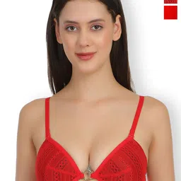 SELFCARE Pack Of 2 Self Designed Lightly Padded Plunge Bras With All Day Comfort-picture-15