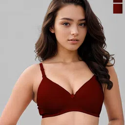 LUX VENUS Pack Of 2 Medium Coverage Cotton T-shirt Bras With All Day Comfort-image-88