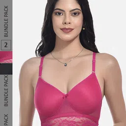 StyFun Pack Of 2 Self-Design Full Coverage All Day Comfort Lightly Padded Bra-image-17