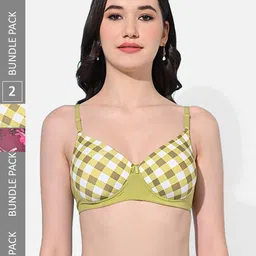 FIMS Pack Of 2 Printed Full Coverage Lightly Padded All Day Comfort Bra-7