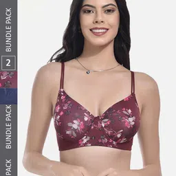 StyFun Pack Of 2 Printed Full Coverage Lightly Padded T-shirt Bra With All Day Comfort-43