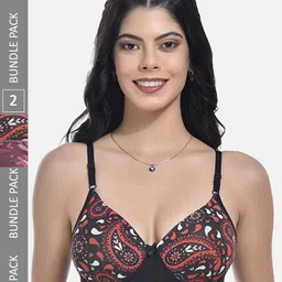StyFun Pack Of 2 Printed Full Coverage Lightly Padded All Day Comfort Bra-10