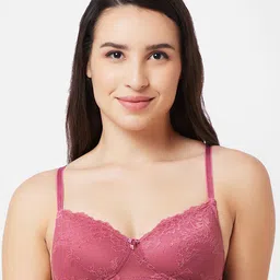 Candyskin Floral Lace Medium Coverage Lightly Padded All Day Comfort Nylon Everyday Bra-picture-3