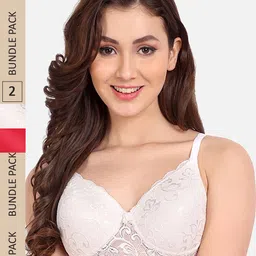 FIMS Pack of 2 Floral Lightly Cotton Padded Bra-16