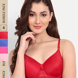 FIMS Pack of 4 Floral Lightly Cotton Padded Bra-image-37
