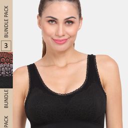 Amour Secret Pack Of 3 Printed Lightly Padded Non Wired Anti-Odour Workout Sports Bra-image-32