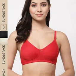 College Girl Pack Of 3 Lightly Padded Seamless Cotton T-Shirt Bra-picture-16