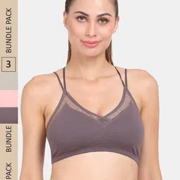 Amour Secret Pack Of 3 Geometric Self Design Lightly Padded Bra-24