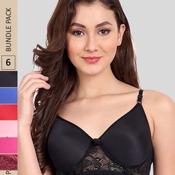 FIMS Pack of 6 Floral Lightly Cotton Padded Bra-image-38