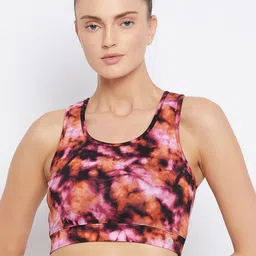 ATHLISIS Maroon & Pink Abstract Bralette Lightly Padded Sports Bra AWBT.044-12