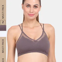 Amour Secret Pack of 2 Seamless Lightly Padded Anti-Odour Sports Bra S6351_Dgry_Sblu-image-76