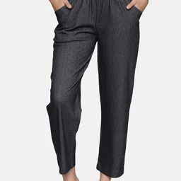 NOT YET by us Women Relaxed-Fit Knitted Denim Stretchable Lounge Pants-image-16
